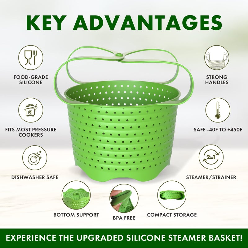 Avokado Silicone Steamer Basket for 6qt Instant Pot [3qt, 8qt avail], Ninja Foodi, Other Pressure Cookers - 100% Food Safe, BPA-Free, Dishwasher Safe Collapsible Vegetable Steamer Basket & Strainer - Image 4
